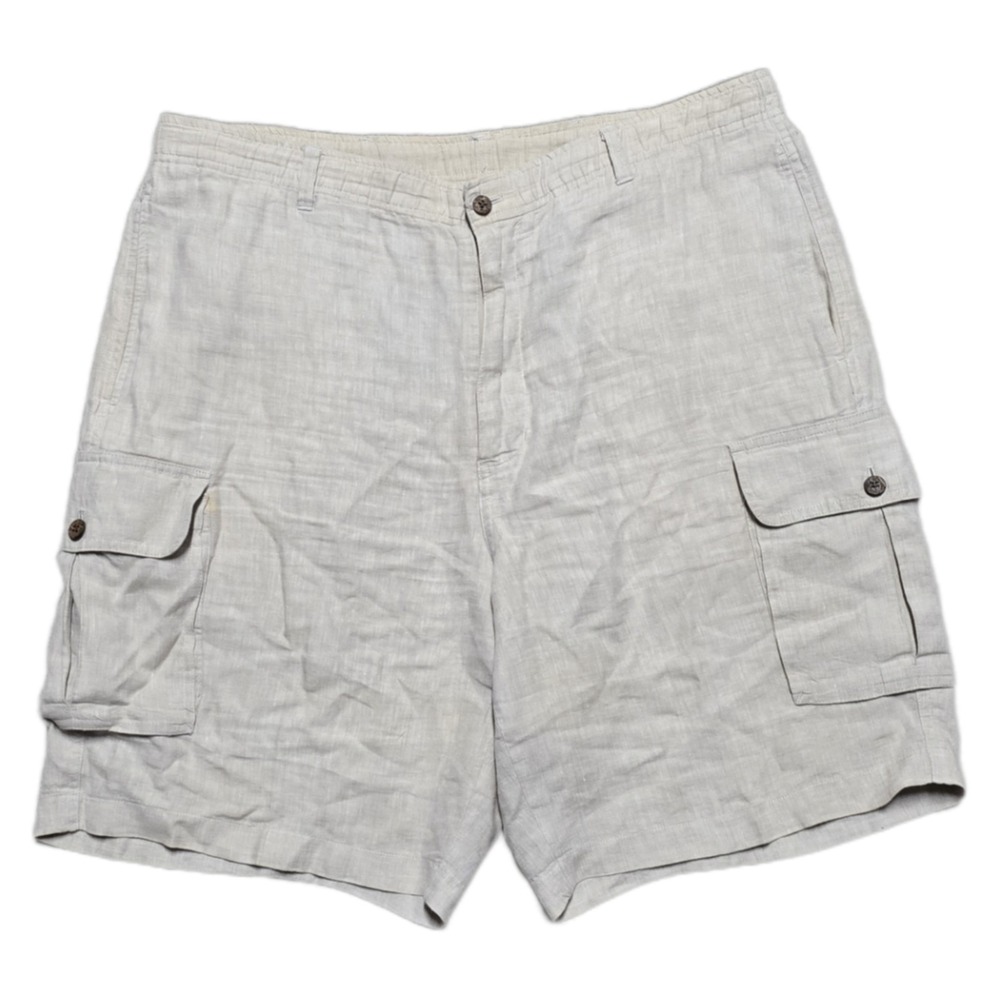 Caribbean 100% Linen Cargo Shorts Men's‎ Size 36 Cork Button